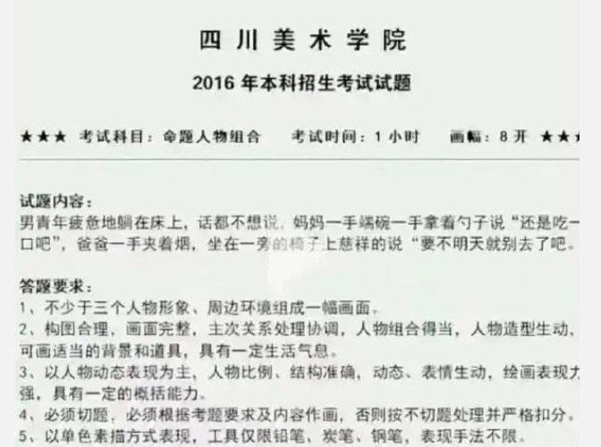 2016四川美院年的一张考试作品，够生动...