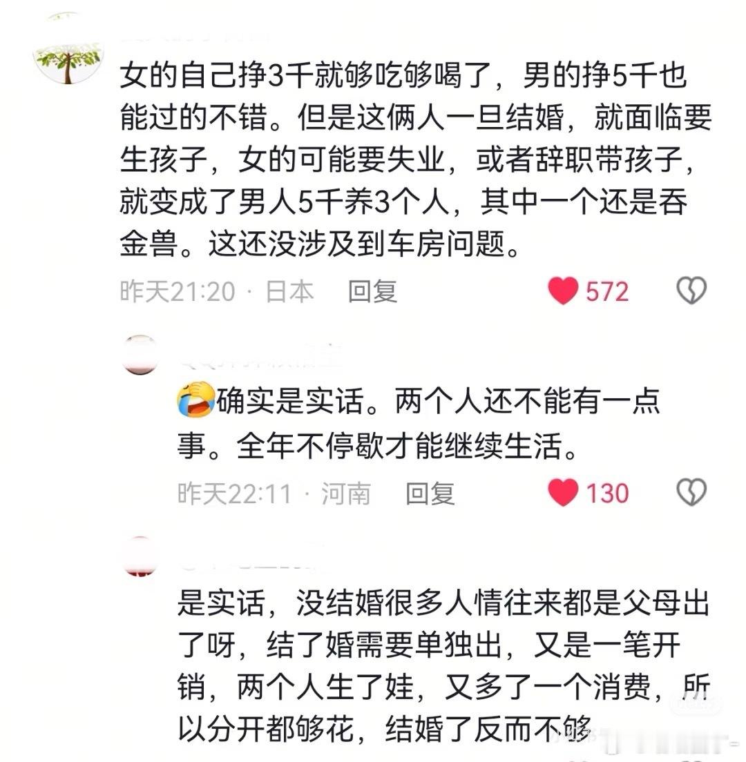 是的，很现实，普通人结婚就这样，牛马生牛马，无穷尽也​​​