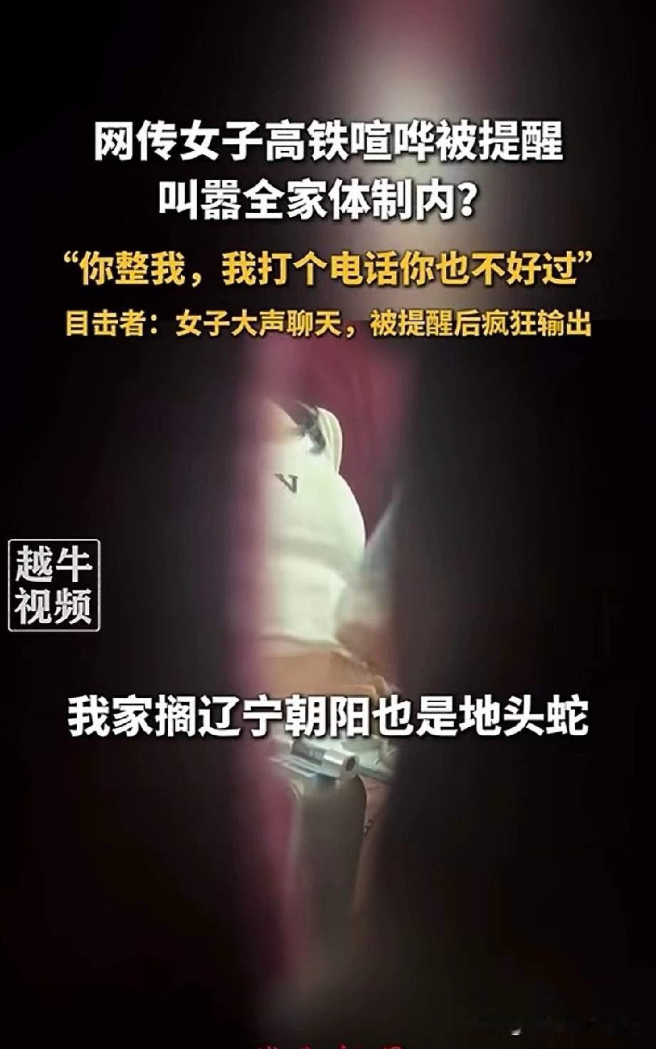 果然出门在外身份都是自己给的！一位辽宁朝阳的00后女子，在高铁上大声喧哗被其他乘