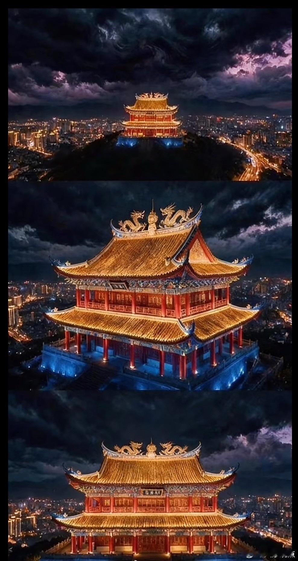 台风天最笃定的瞬间，不是看天气预报，而是抬头看见屏山那盏灯亮起来。2...