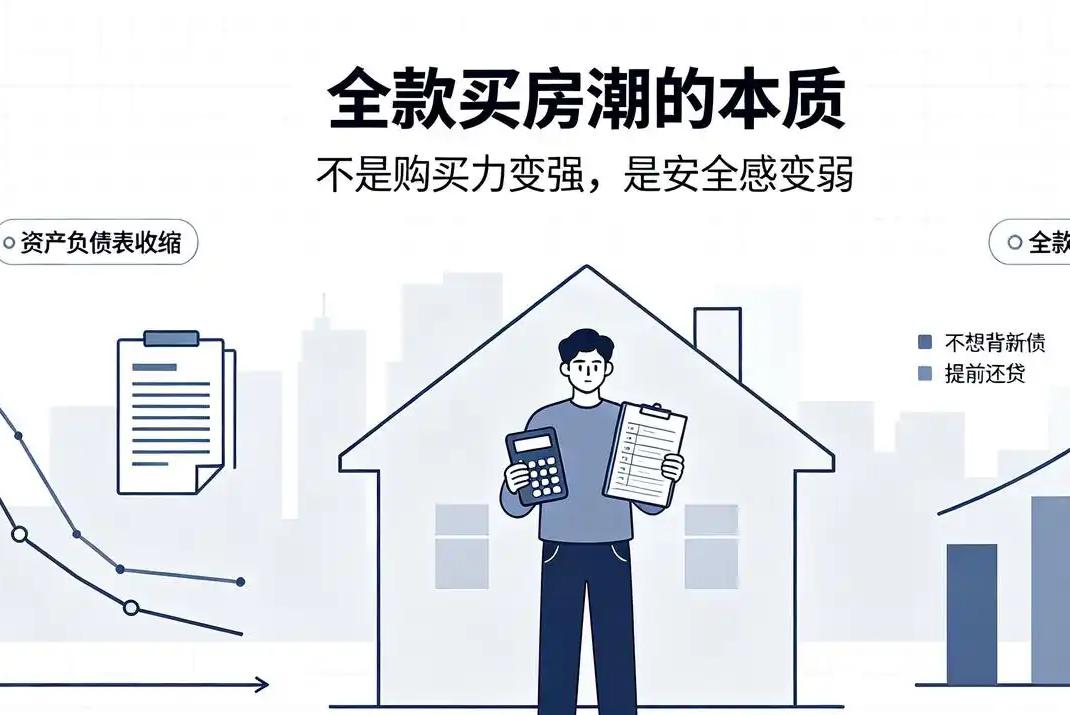 为什么全款买房的人越来越多了？全款买房暴增，根本不是大家变富了最近楼市有个很
