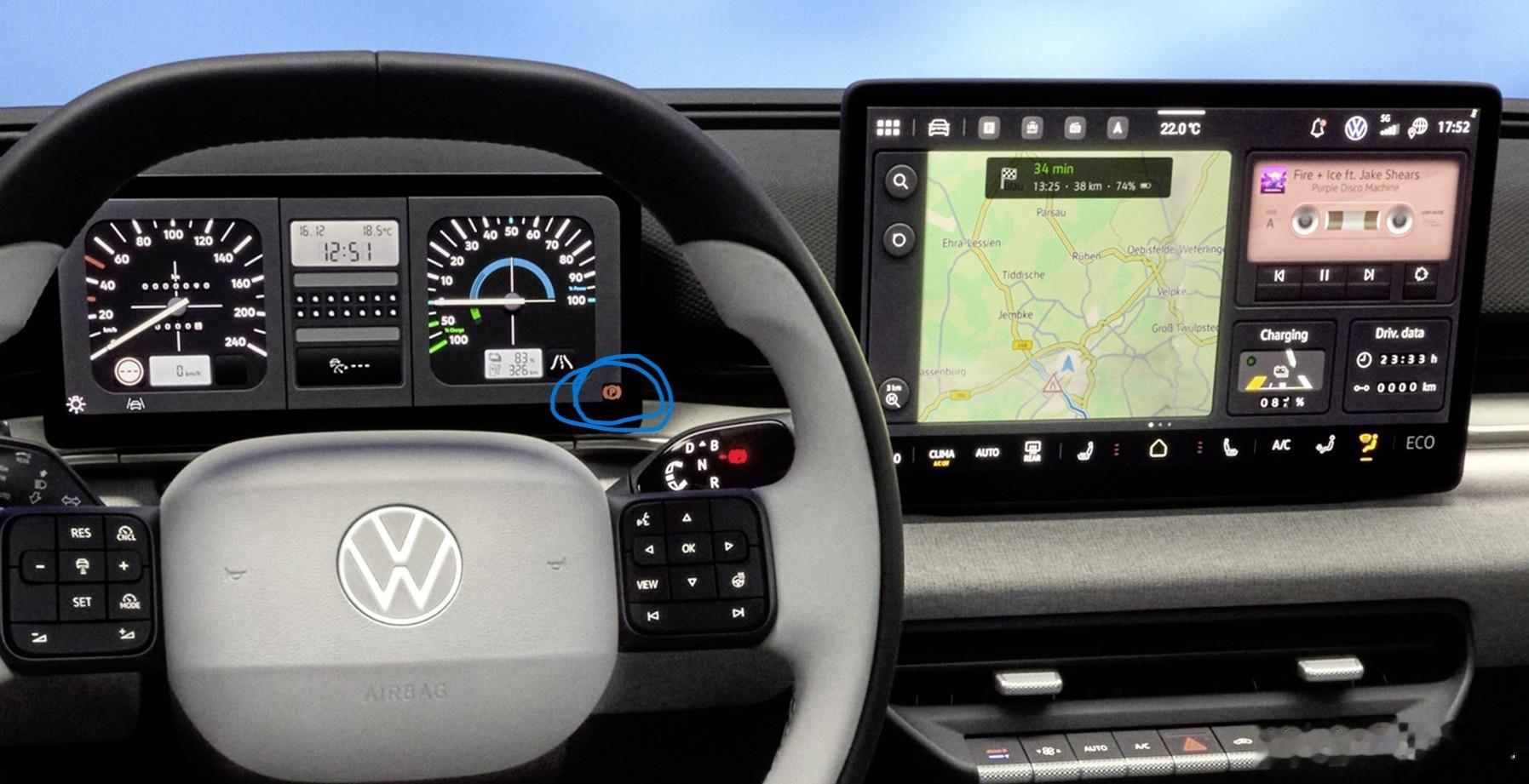 大众公布了ID.POLO的内饰部分照，这个仪表还原了ID.2概念车的细节，还原了