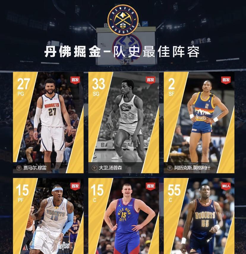 丹佛掘金队史最佳阵容揭晓，这阵容简直绝了！控球后卫贾马尔-穆雷，2016年