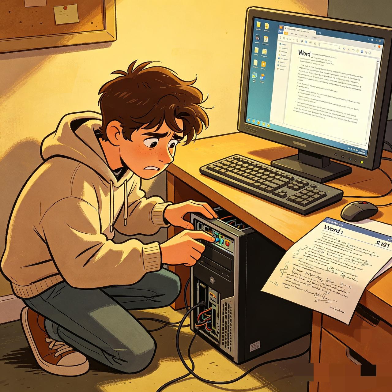 说出来大家可能不信，现在有些大学生连电脑的开机键都找不到，叫他们把Word文