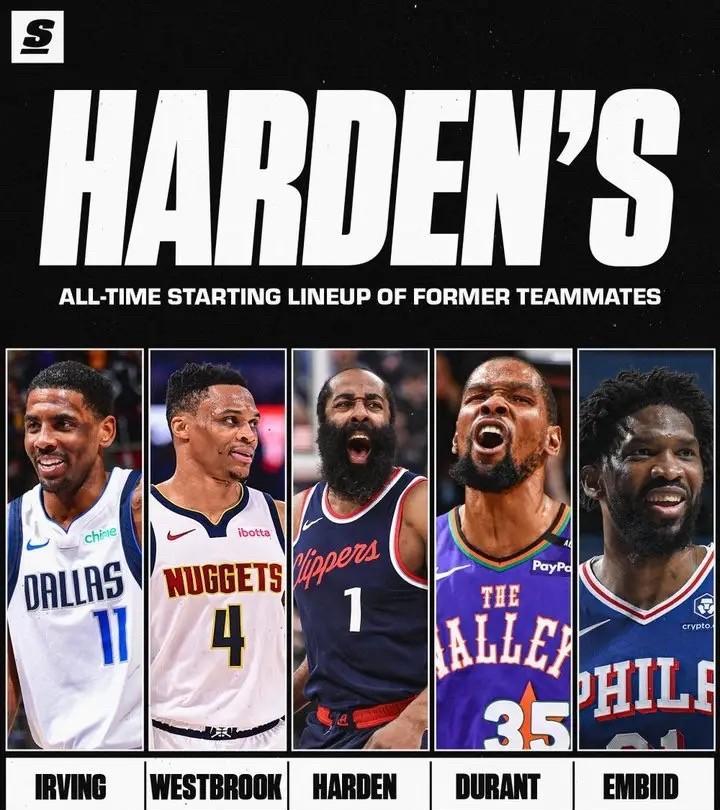 保罗尴尬了美媒体Fullcourt近日谈到了哈登评出的生涯最佳队友阵容，其写道