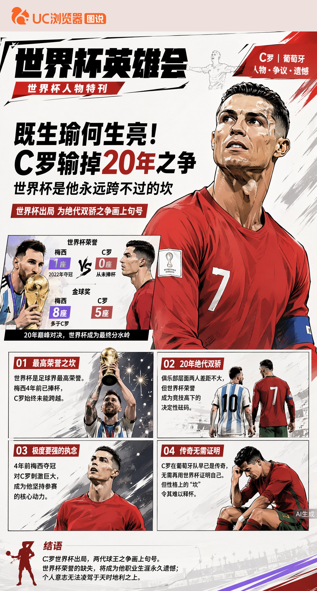 既生瑜何生亮！C罗输掉20年之争，世界杯是他永远跨不过的坎