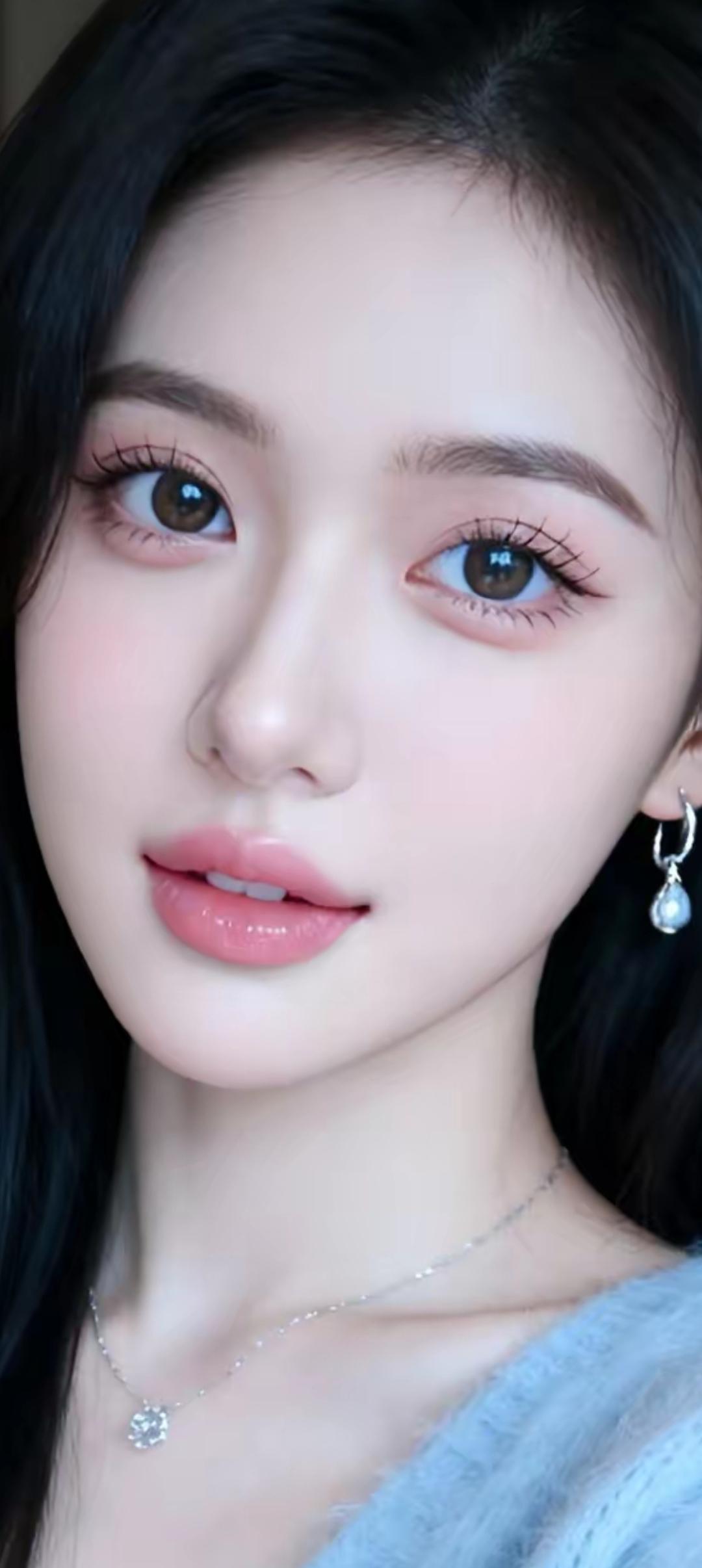 温柔眼妆，甜美微笑，气质女神