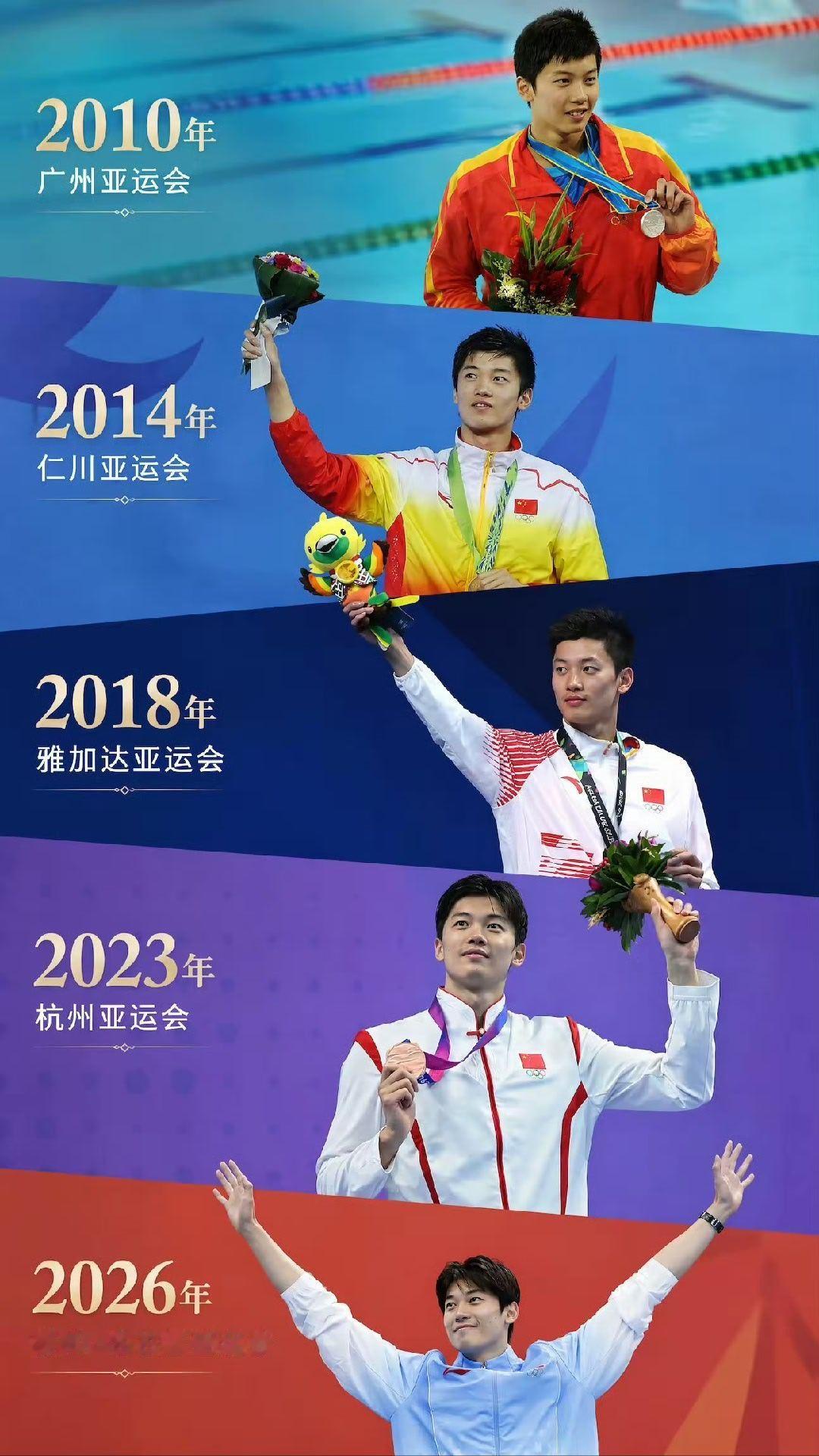 汪顺400混的含金量这枚铜牌，比金牌还重。32岁，第五次亚运，4分14秒59。