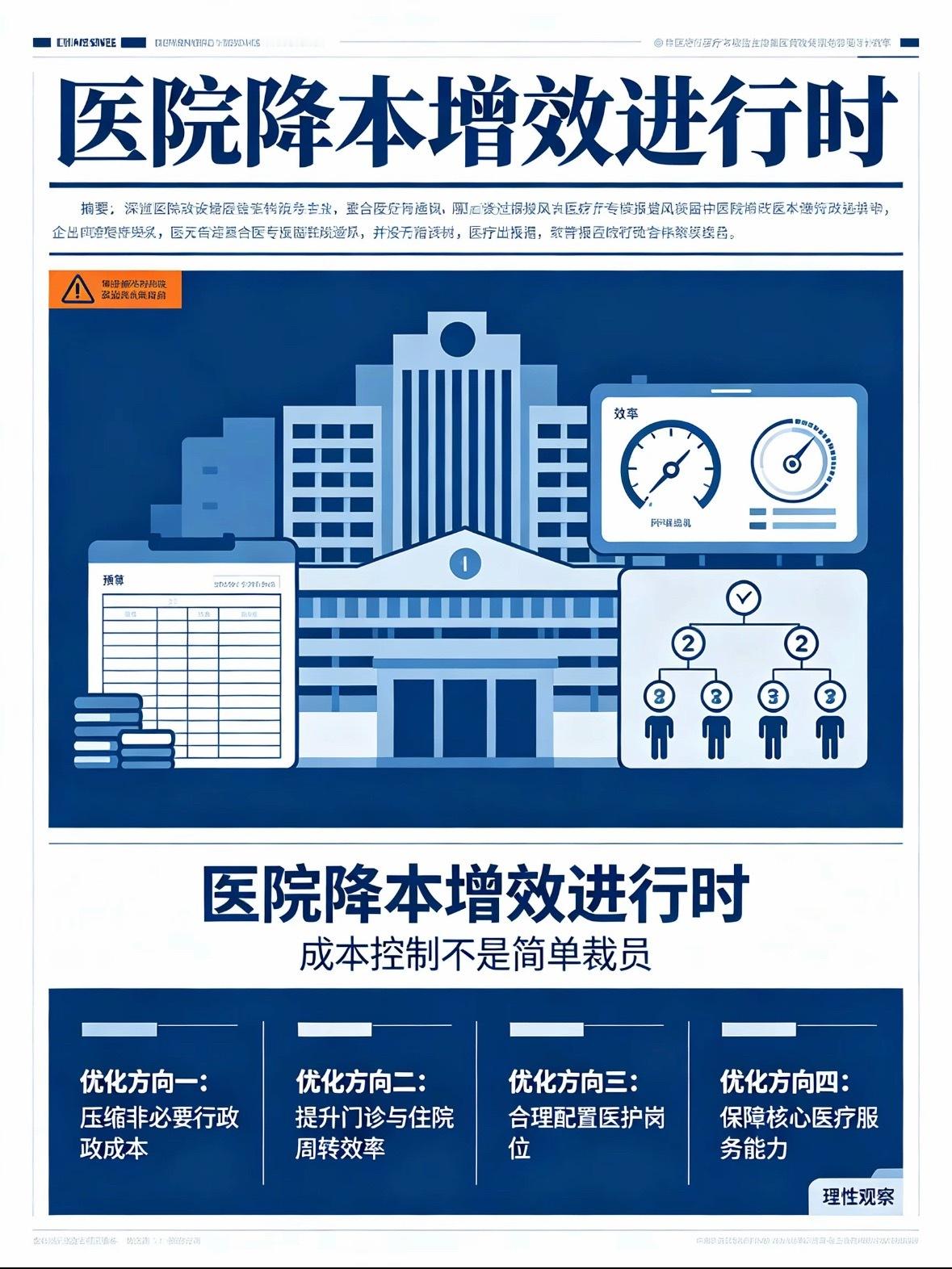 “降本增效优化风”吹到了医护工作者，因为医保支付改革，医院降本增效。我觉得一线医