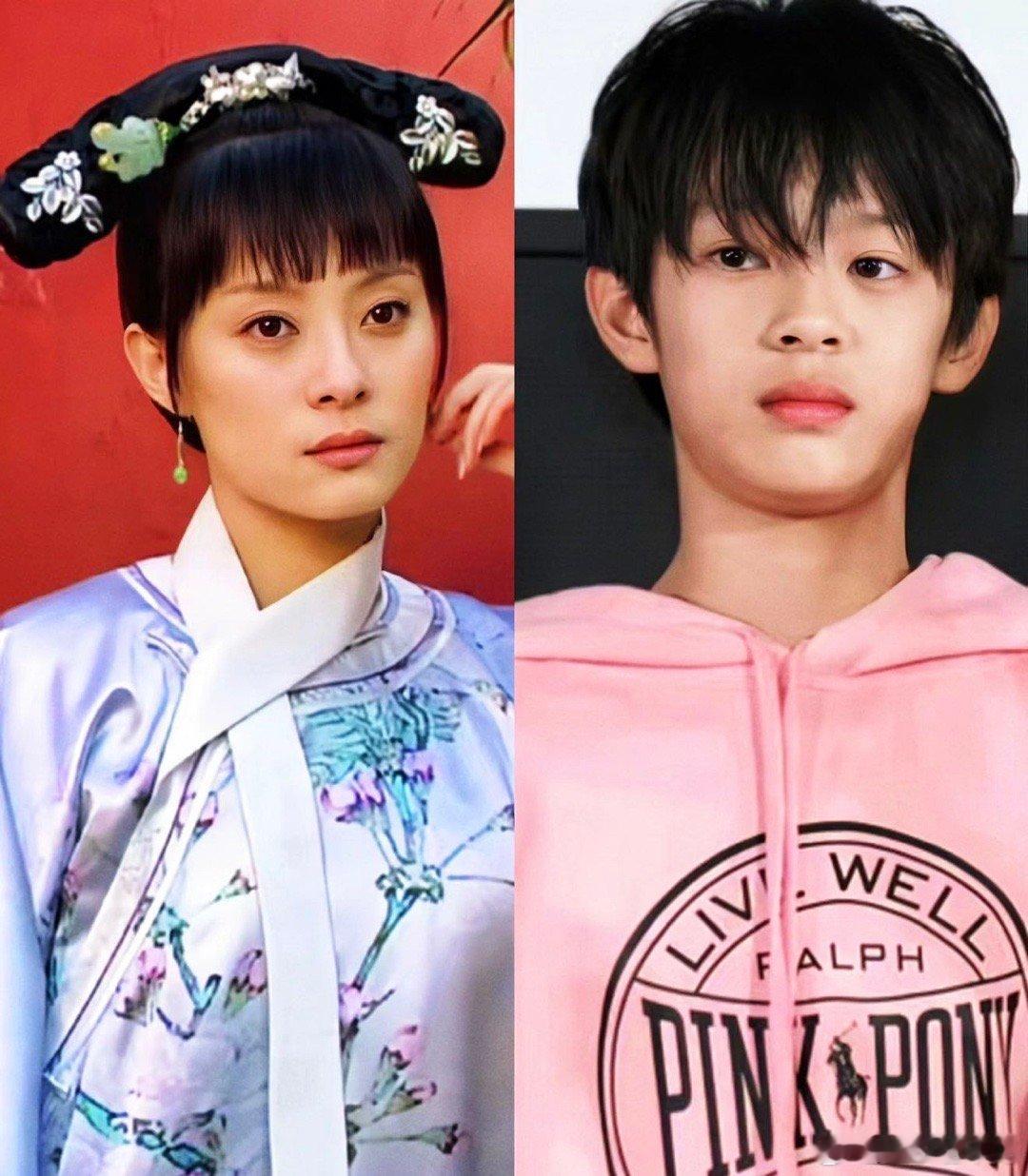 孙俪儿子画个妆直接能演甄嬛了儿子像妈实锤！等等的眉眼与孙俪如出一辙，妆后直接本
