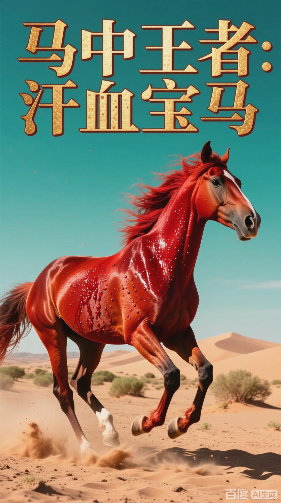 汗血马汗血马是马中“贵族”，特征显著。它体型优美，头细颈高、四肢
