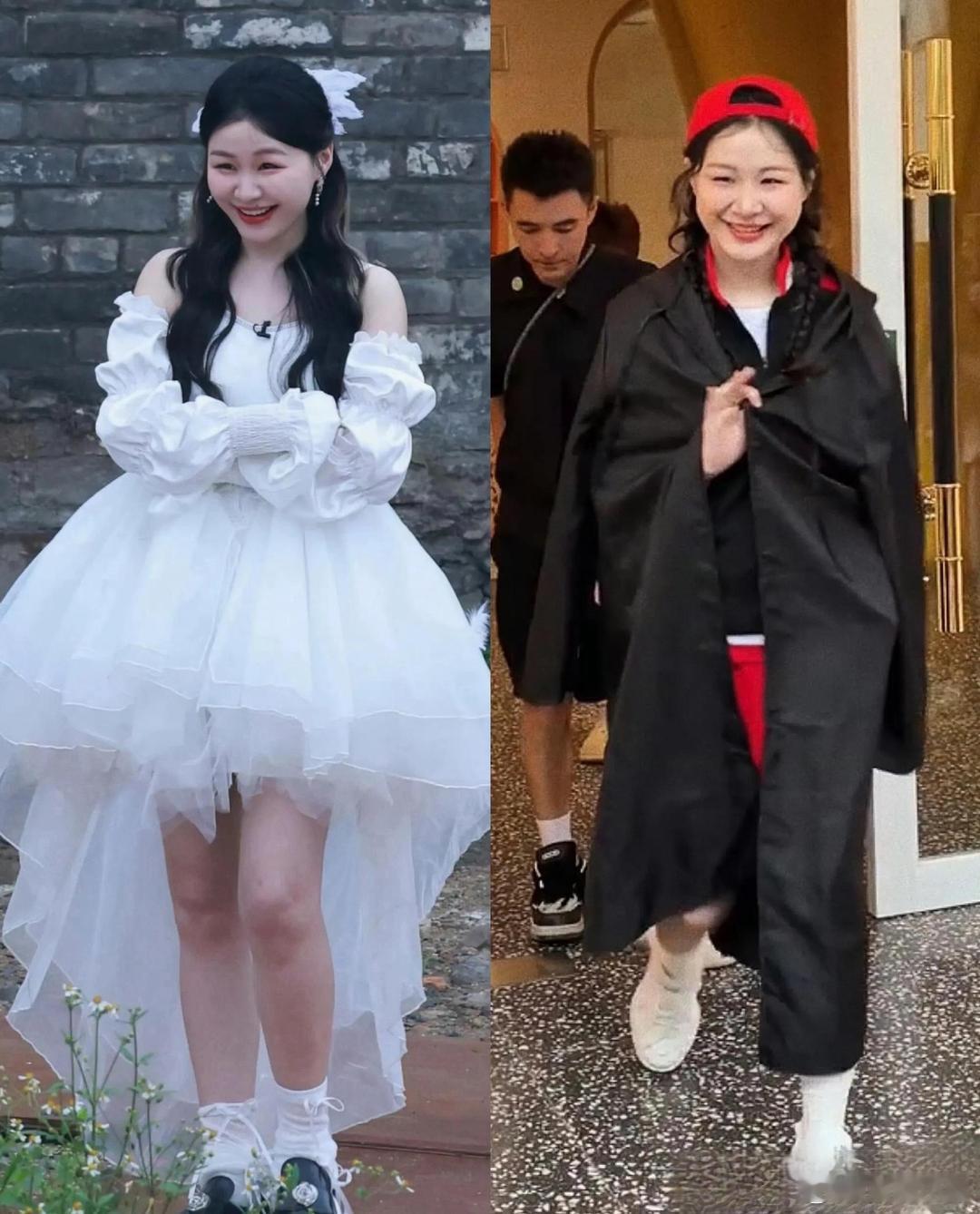 原来之前金靖就多次用宽松衣服来掩饰自己怀孕