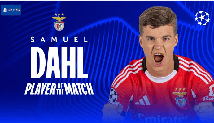 首开记录, 达尔当选阿贾克斯vs本菲卡全场最佳球员