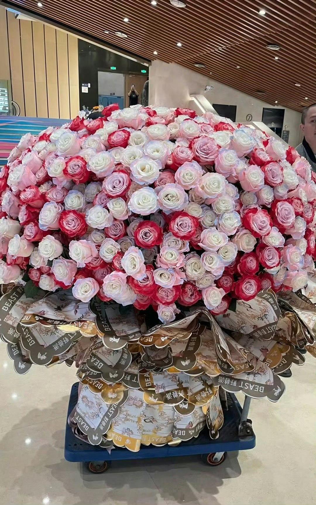 陈丽君粉丝文华奖应援价值8万多的进口玫瑰，这也太漂亮了吧我靠​​​