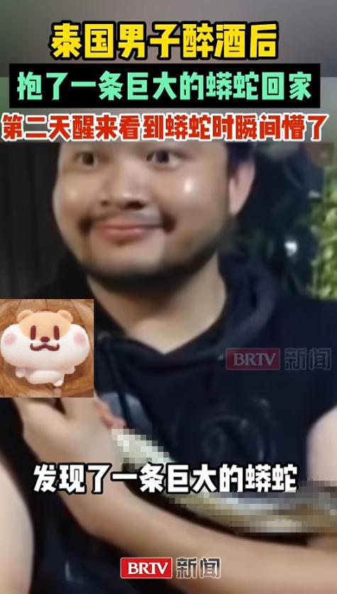 “太吓人了！”7月23日报道，泰国，一男子喝醉后，在回家路上，发现一条巨大蟒蛇，