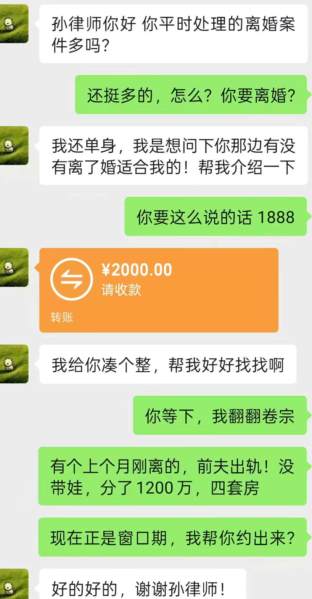 女子咨询律师离婚案件，律师还以为她准备打官司，谁料对方单身，想让律师介绍优质离异