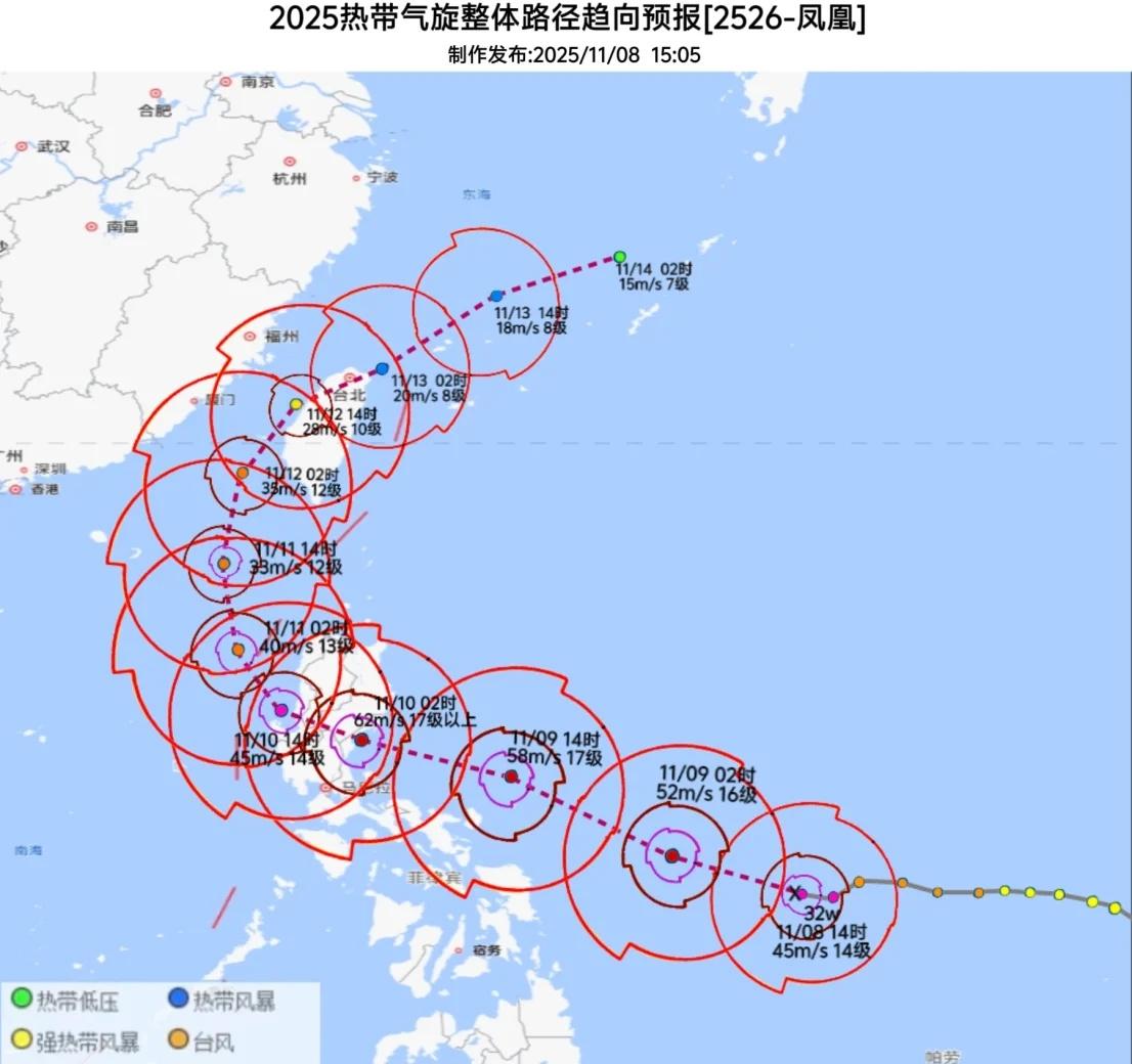台风凤凰爆发增强中，下周登陆影响广东福建浙江上海台湾等目前位于菲律宾以东洋面台风