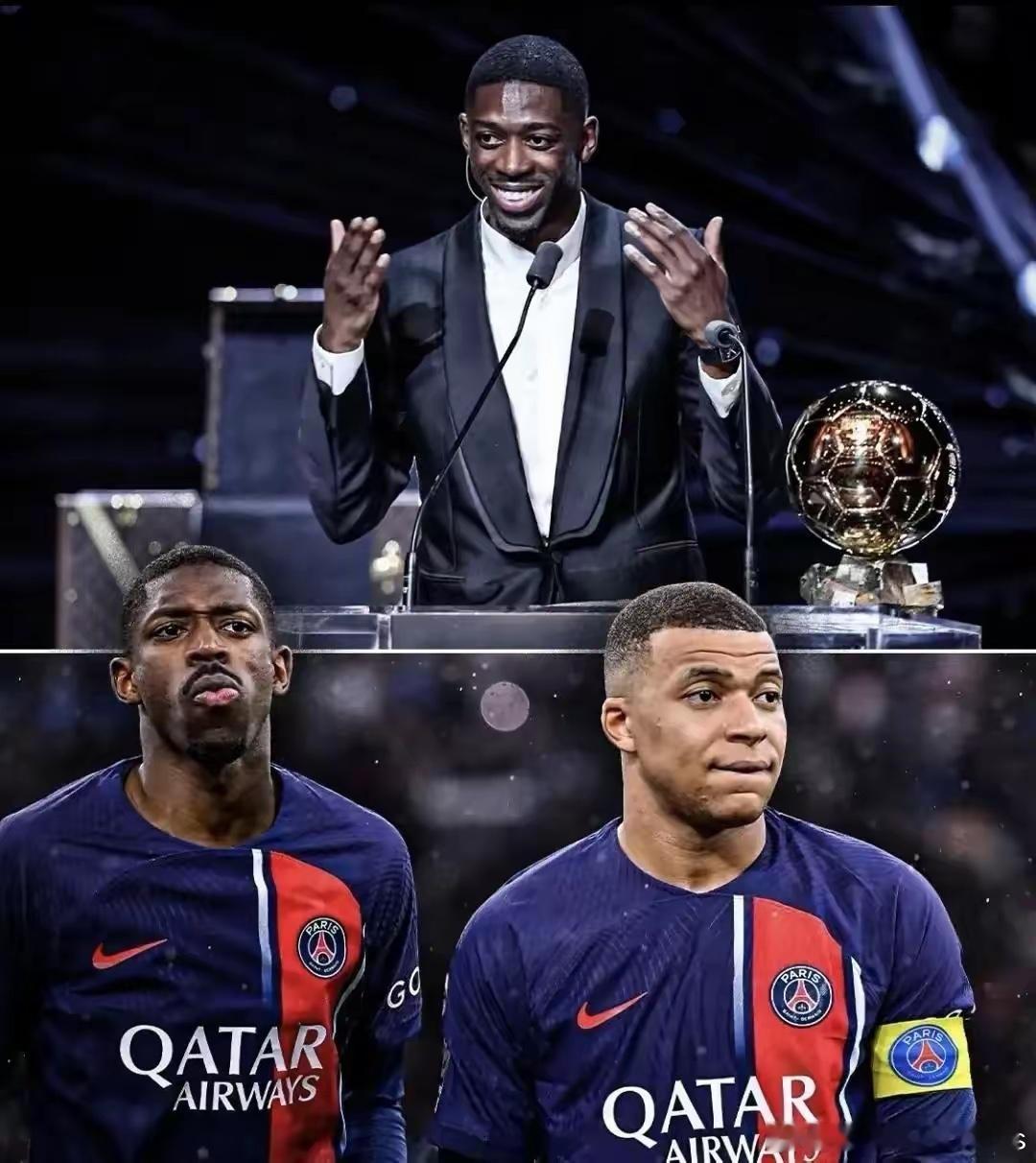 姆巴佩27岁，登贝莱28岁，差一岁，差出一座山。国家队里，姆巴佩是头牌，世界杯一