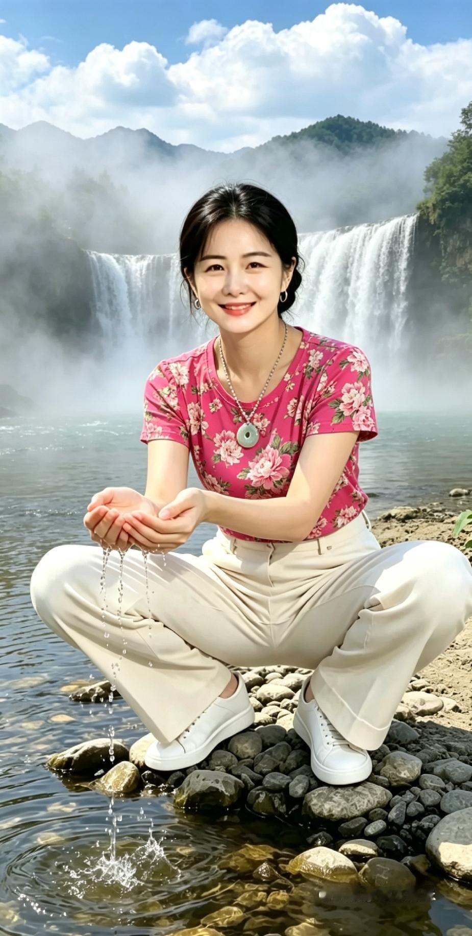 深山瀑布半日徒步记录，水雾漫过山腰，浅滩山泉自带清凉感上午十点我沿山间石阶