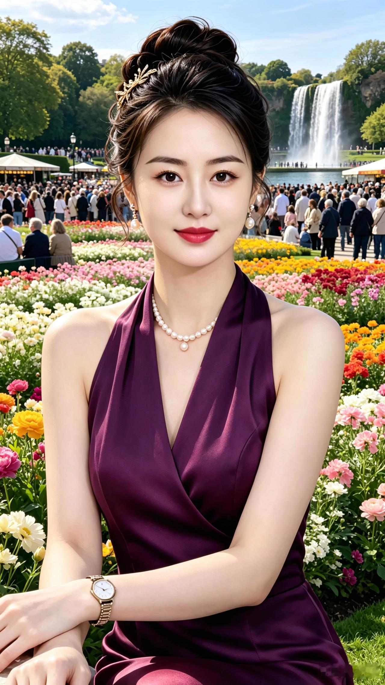 其一（赠红衣美人）红裙相衬玉容妍，鬓畔金钗颤影绵。抬眼眸藏星子耀，嫣然一笑暖