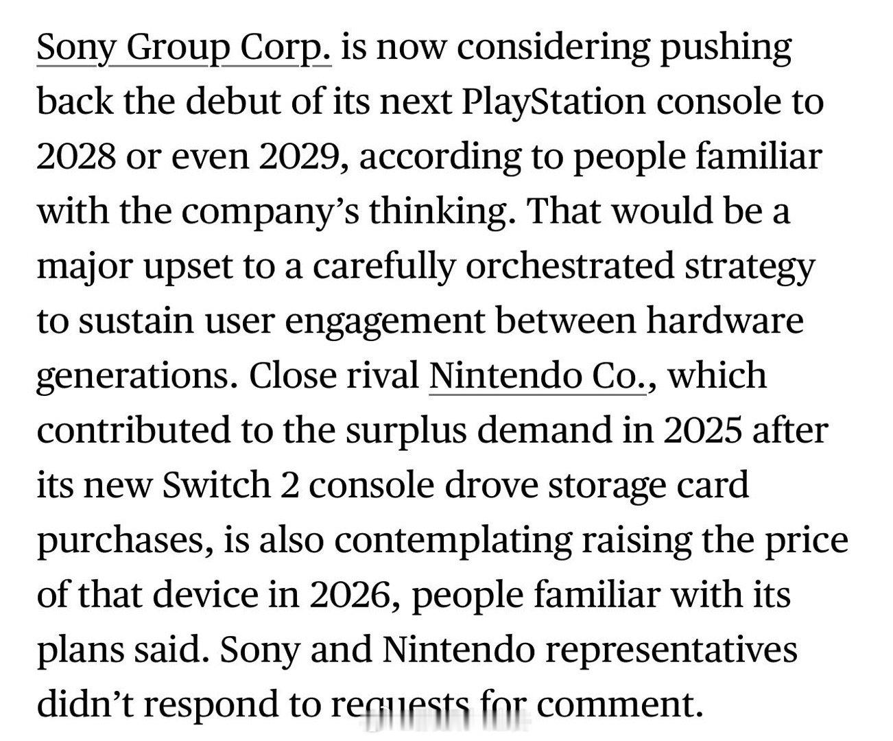 AI狂潮带来存储芯片吃紧，英伟达暂停游戏显卡，索尼推迟发布PS6。彭博消息，索尼