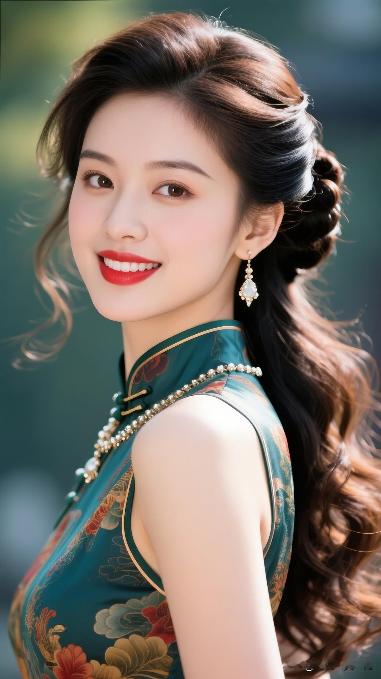 古典美人，笑靥如花，韵味十足！娱乐圈中你认为谁穿旗袍最美