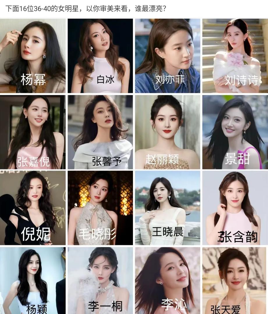 这些女明星中以你的审美，你觉得谁最美？
