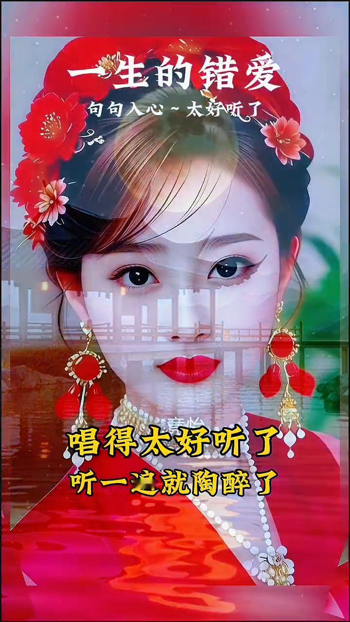 唱得太好听了，听一遍就陶醉了，句句入心，太好听了。一生的错爱，月儿它弯又弯，它