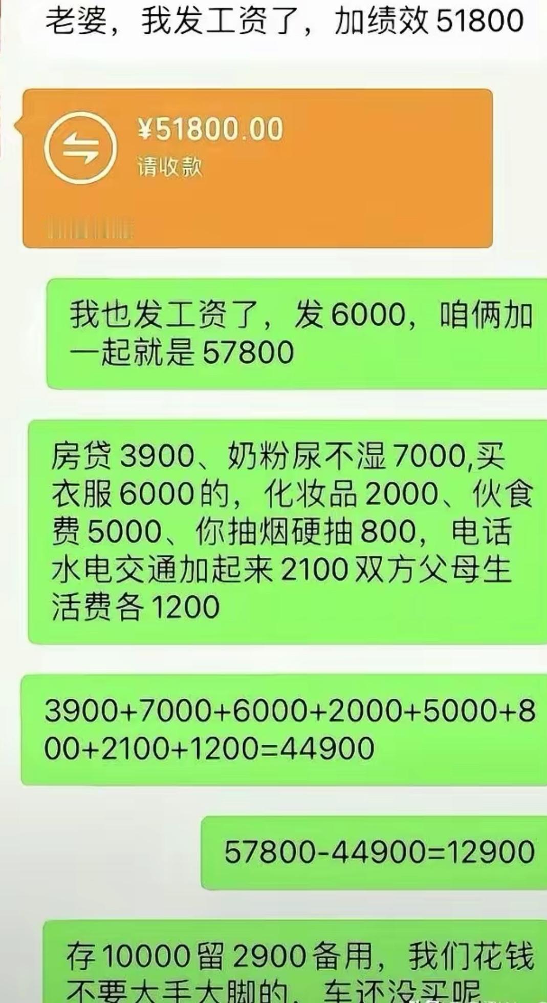 老公工资到手五万多，老老实实全部上交，本以为家里的小日子能过得美滋滋。老婆这边