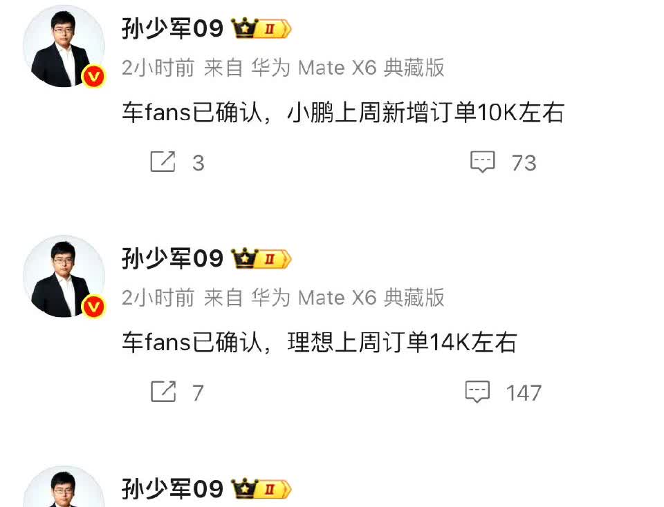 孙少军今天竟然没有发布小米汽车的上周订单，这简直太反常了。比亚迪