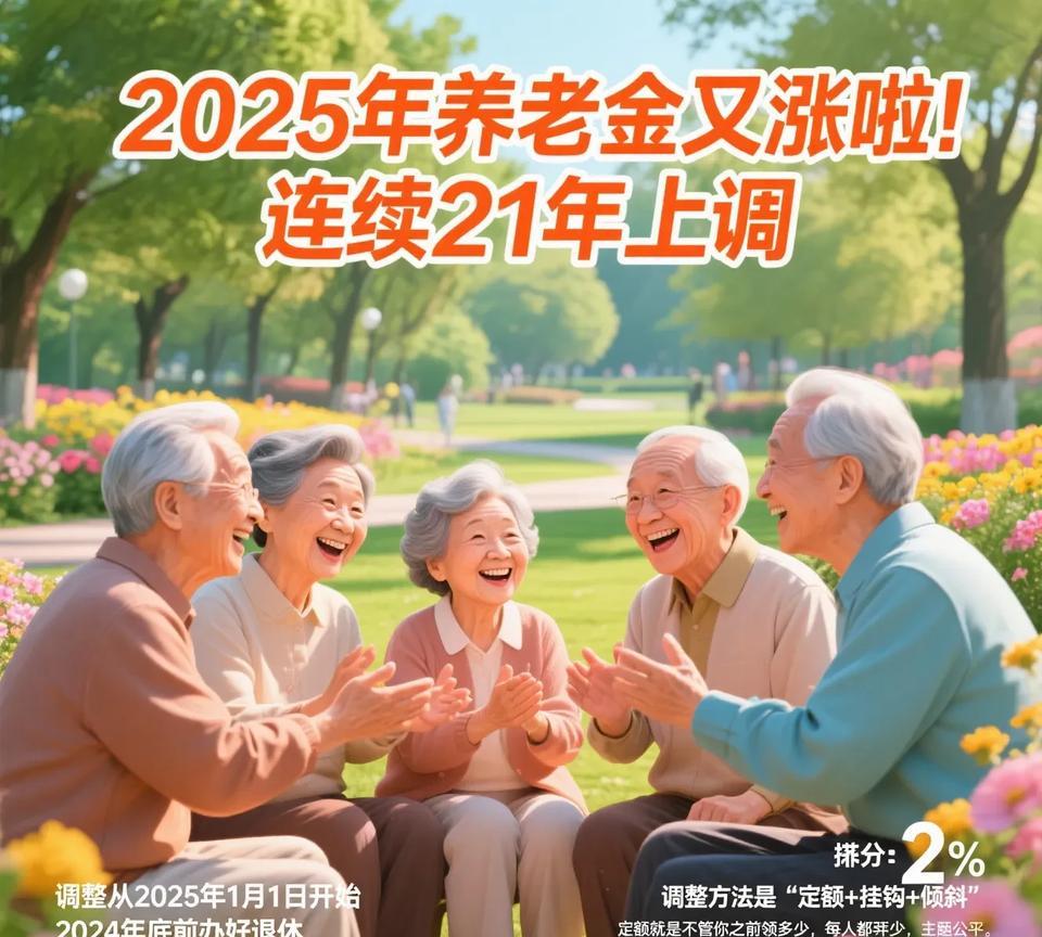 2025年养老金又涨啦！这可是连续21年上调，太让人激动！这次调整从2025年