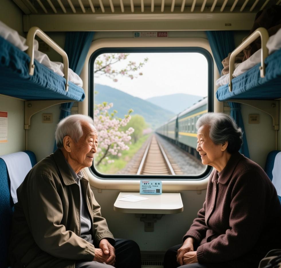 今天在火车上，看到一对夫妻，七十多岁，买的上铺。我在想，有什么急事，就不能等买到