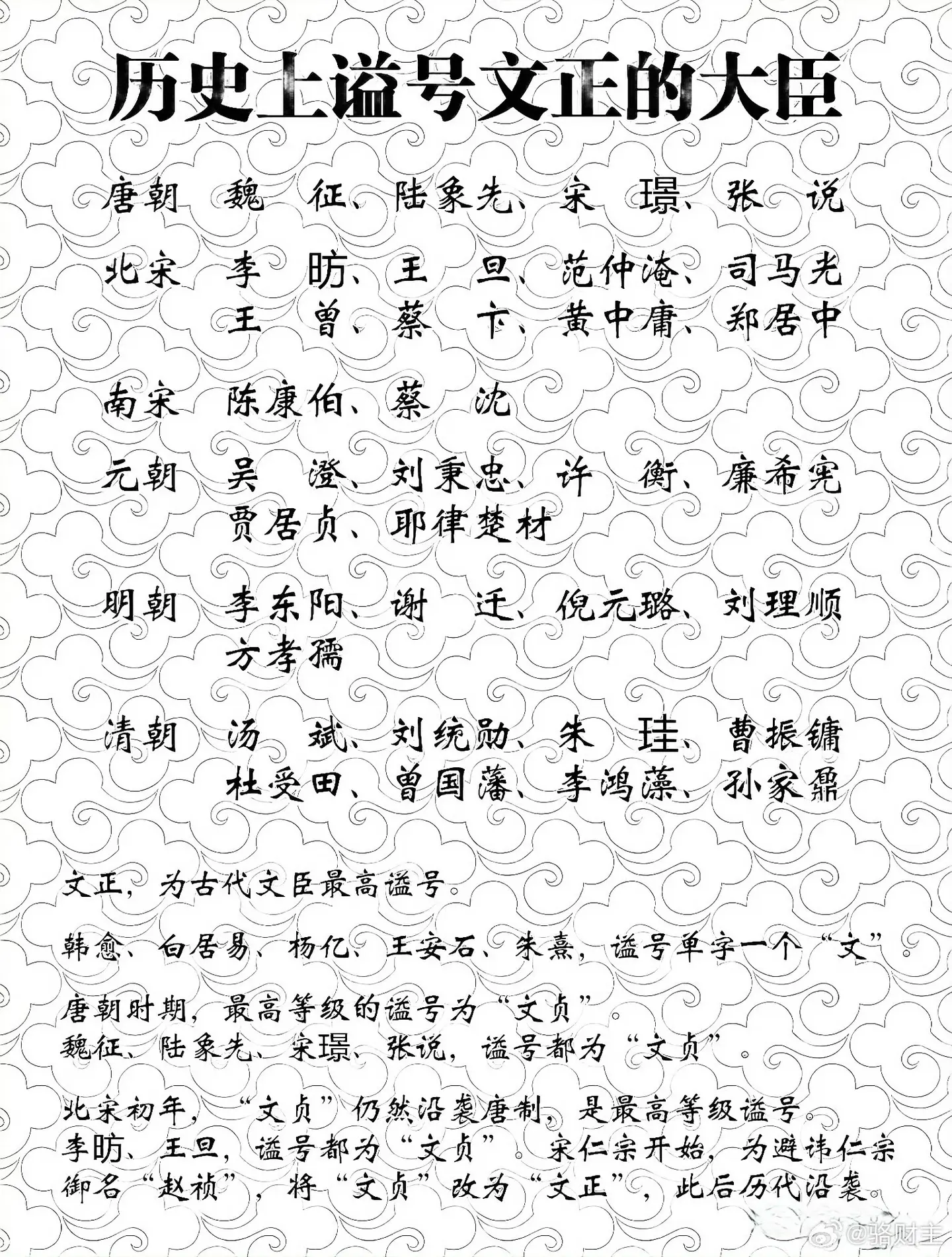 历史上谥号文正的大臣！