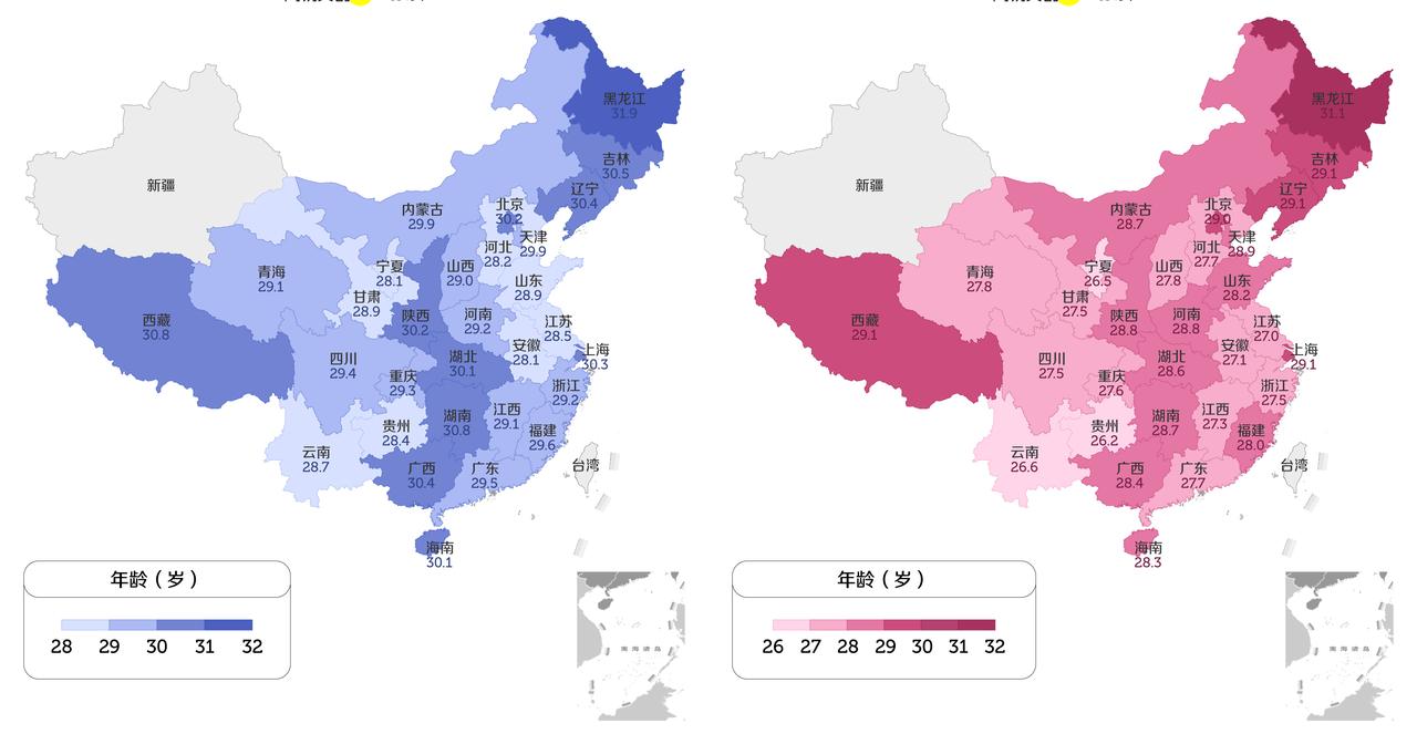 到底什么在决定青年男女要不要结婚，什么时间结婚？最近看到网易的各地男女初婚平均