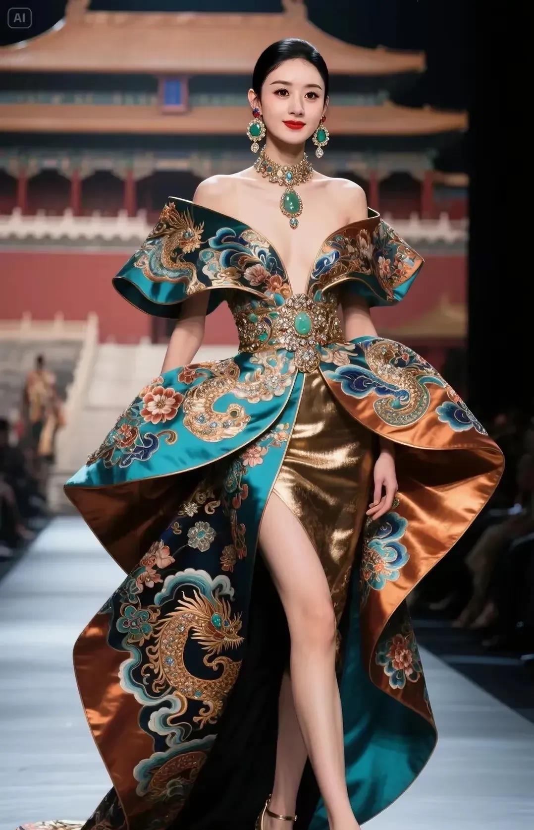 赵丽颖身着故宫主题高定华服亮相！服饰融合紫禁城龙纹图腾，绸缎刺绣搭配宝石