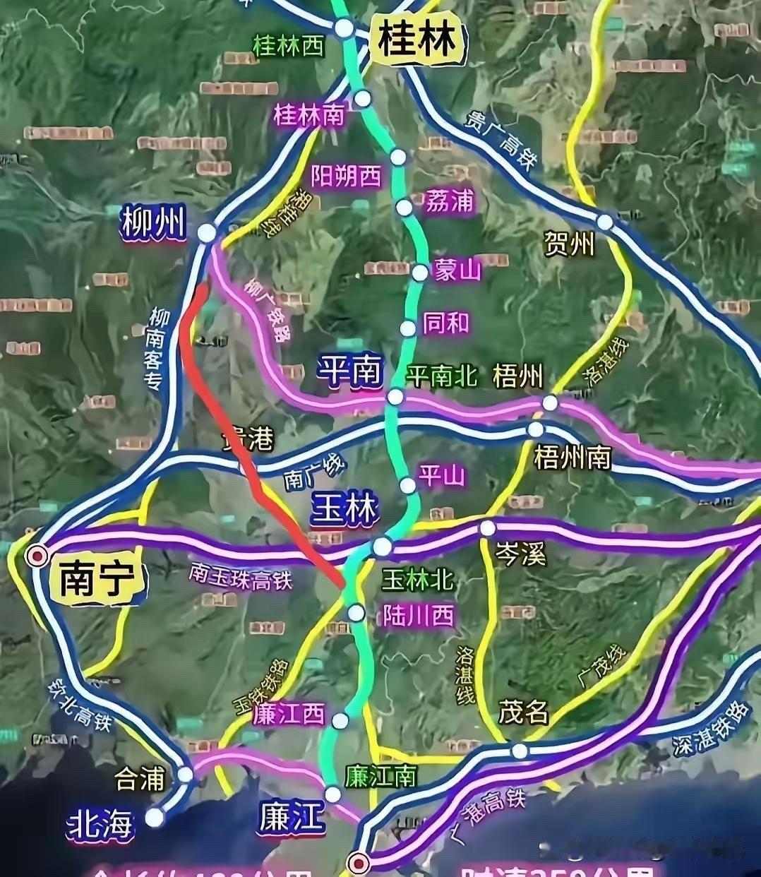 广西的桂（林）湛（江）高铁，设计时速350/公里，一直以来，倍受广大网友关注，已