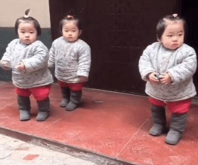 长得一样的三胞胎女宝宝, 陌生人一眼看去是分不清楚的