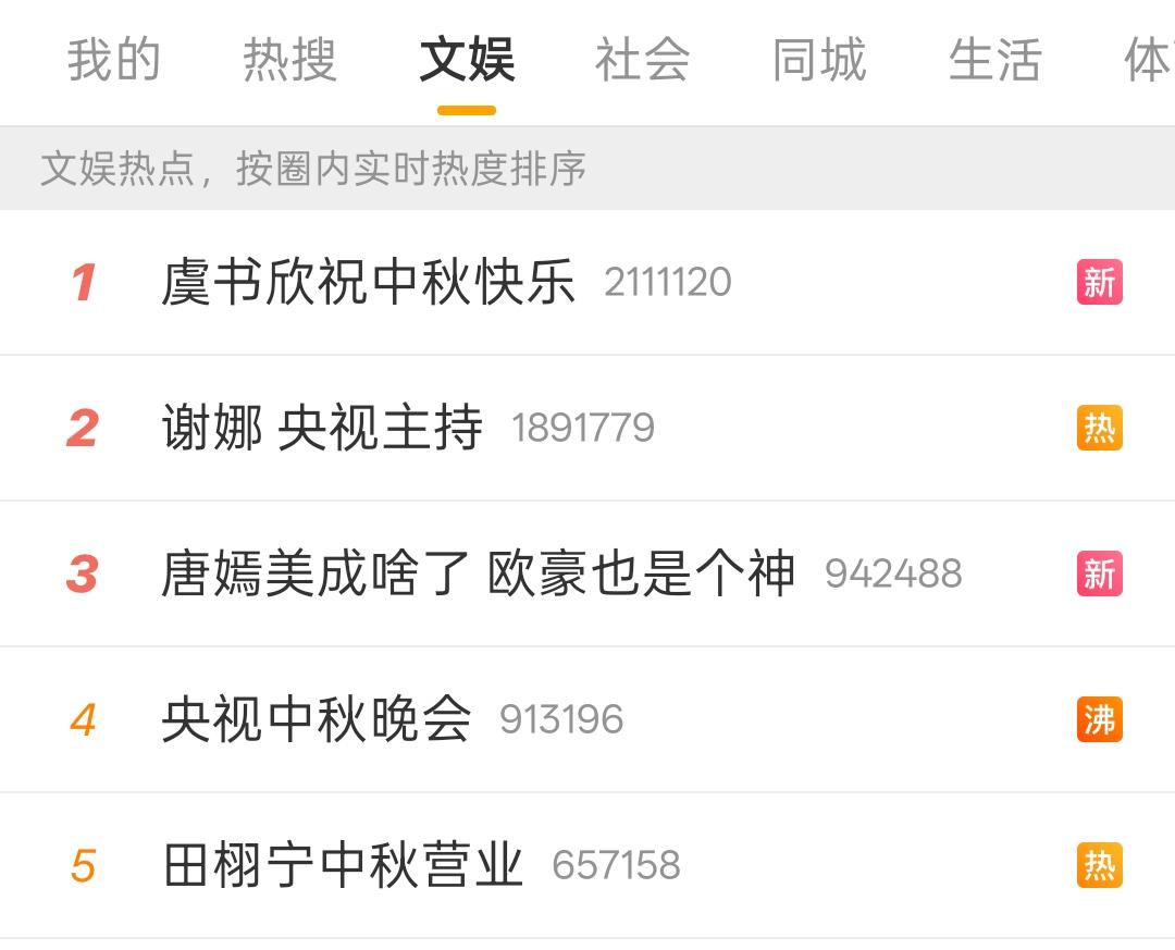不是……我没明白虞书欣这个热搜第一原因是什么？虞书欣也没发什么呀！只是中秋这