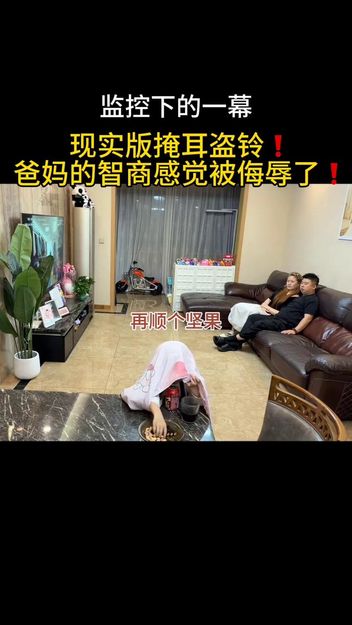 监控下的一幕，现实版掩耳盗铃！爸妈的智商感觉被侮辱了。看不见我，没被发现，完美