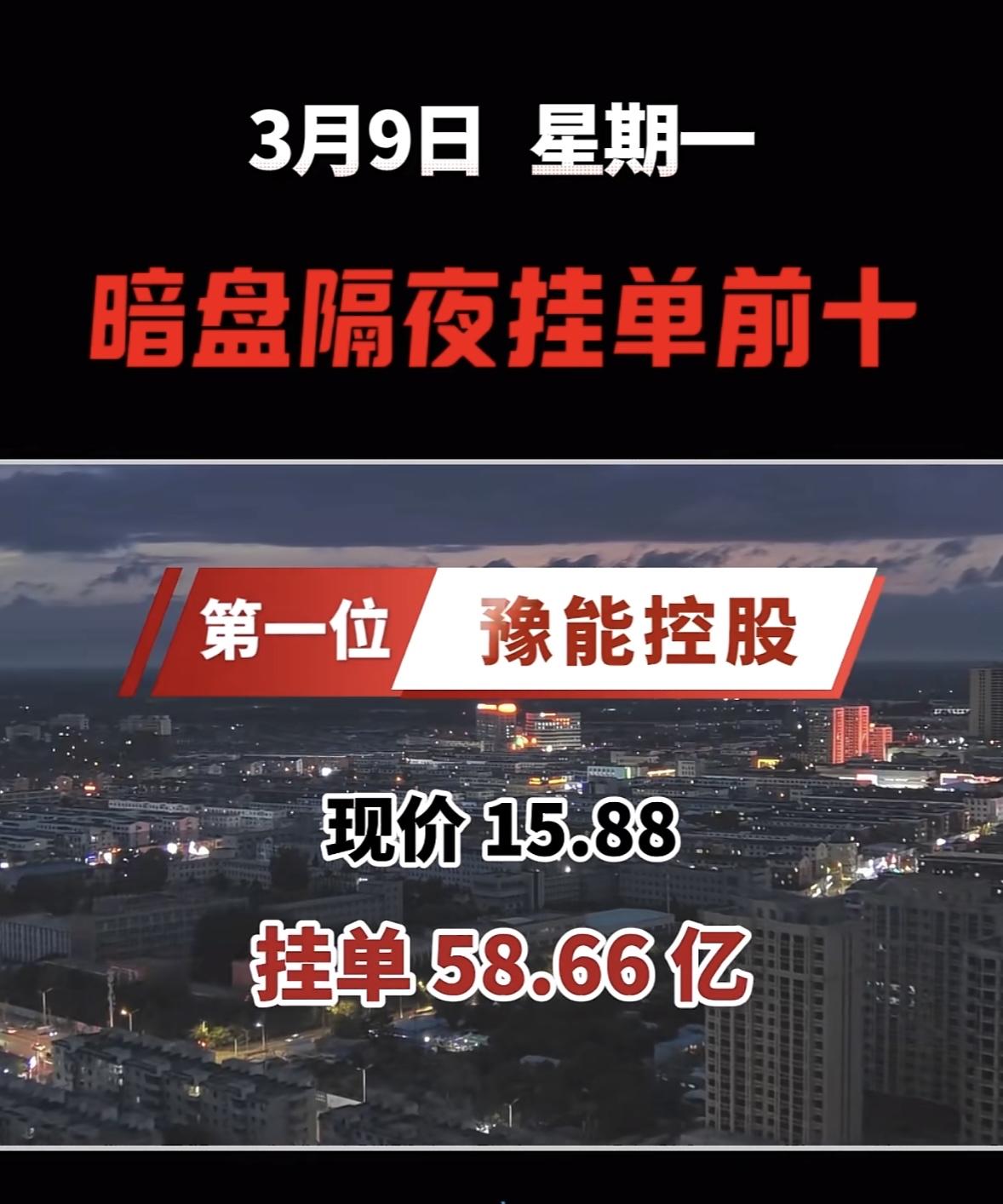 3月9日暗盘隔夜挂单榜前10位个股梳理。3月9日暗盘隔夜挂单榜很有看头。有只