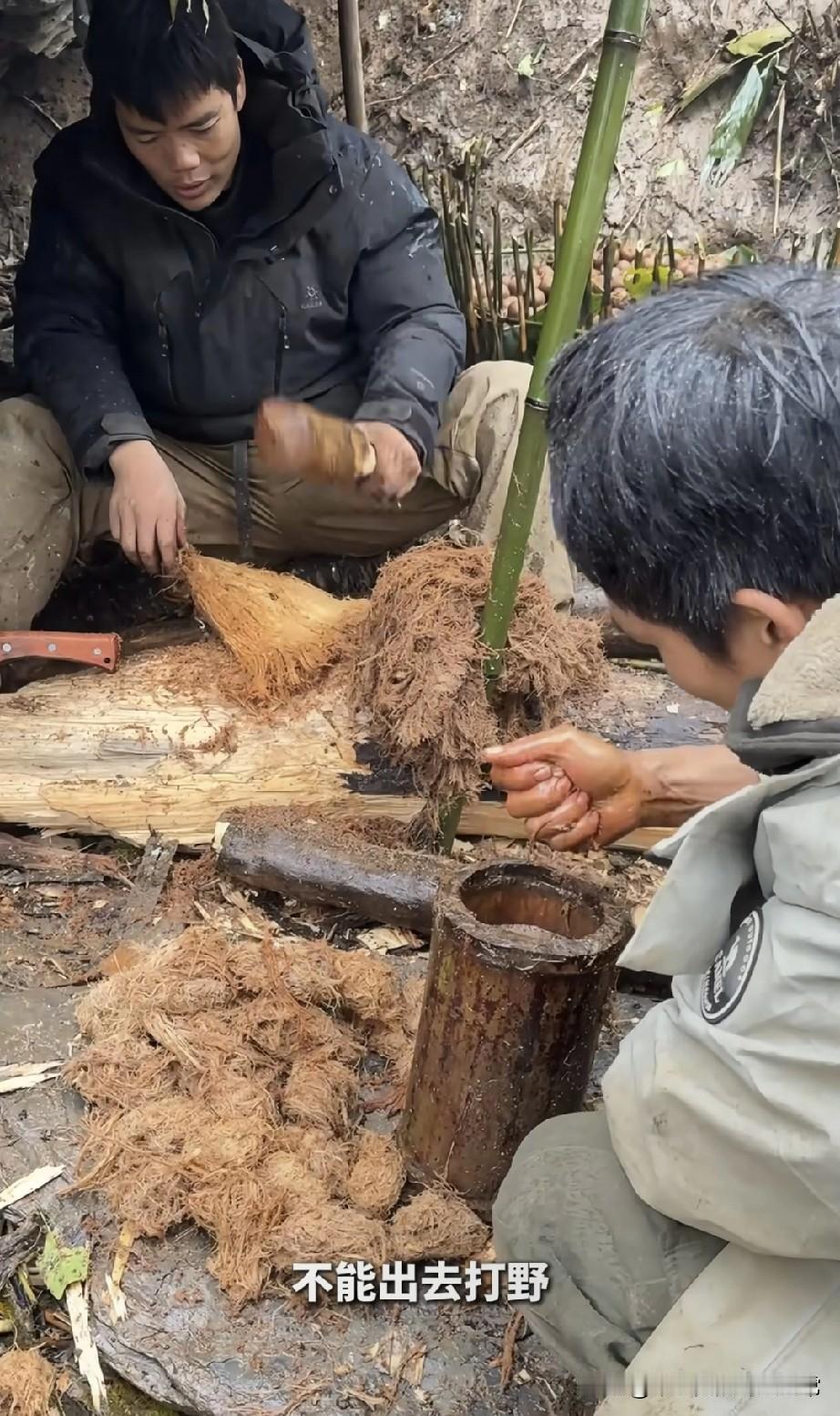 荒野求生这俩兄弟把“摸鱼”玩成了生存顶配张家界七星山的野地里，“齐心兄弟”把