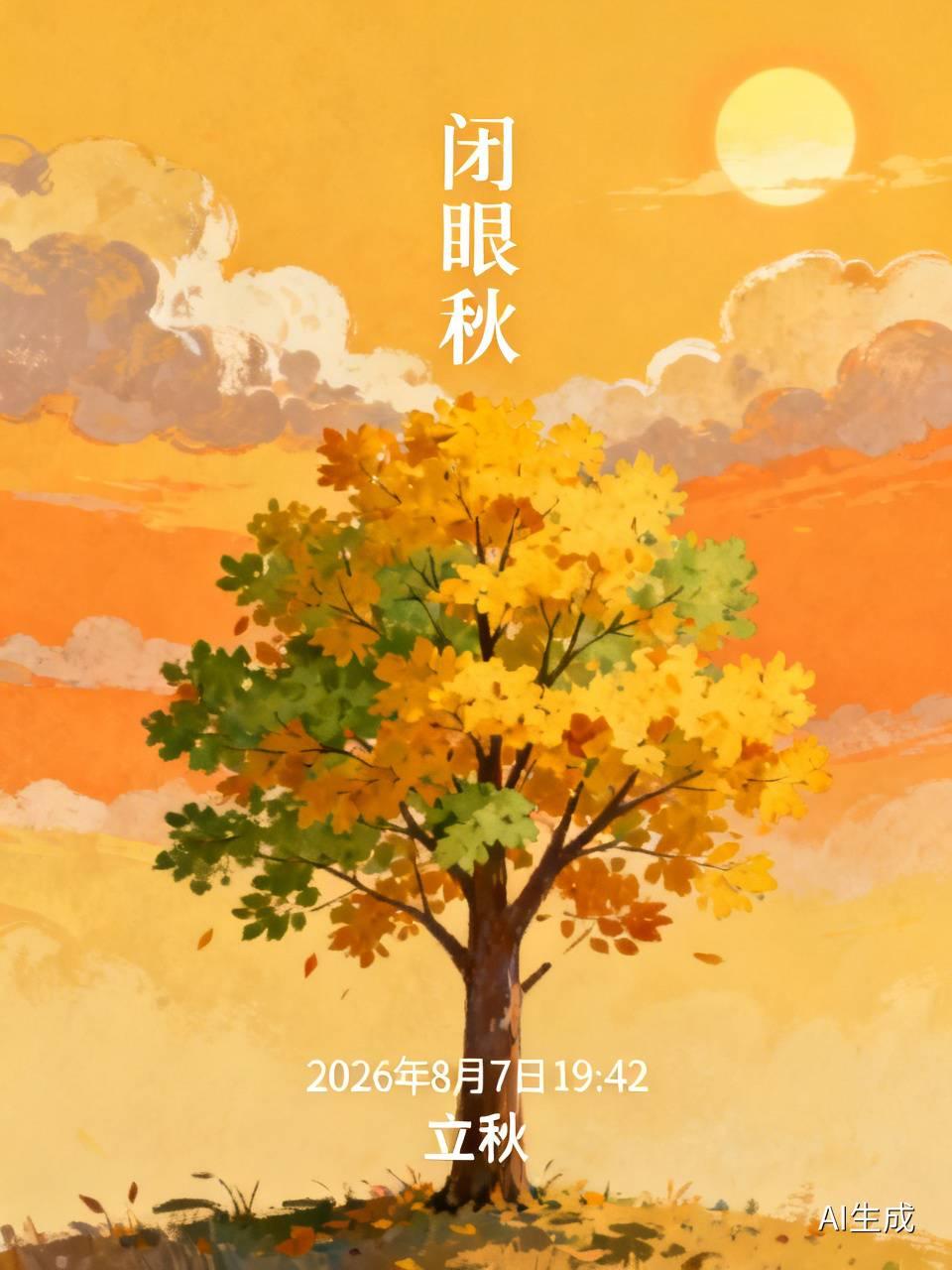 今年是闭眼秋2026年立秋交节在8月7日19时42分，傍晚时分迎来立秋，民间