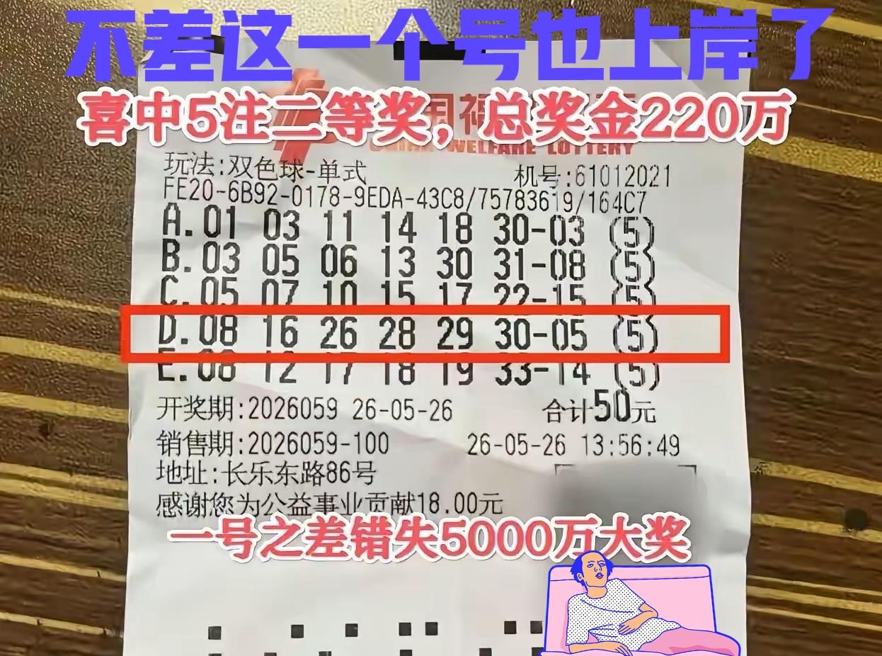 中了几百万还叫遗憾？虽然一号之差错失几千万大奖，但是就差这一个号码也算上