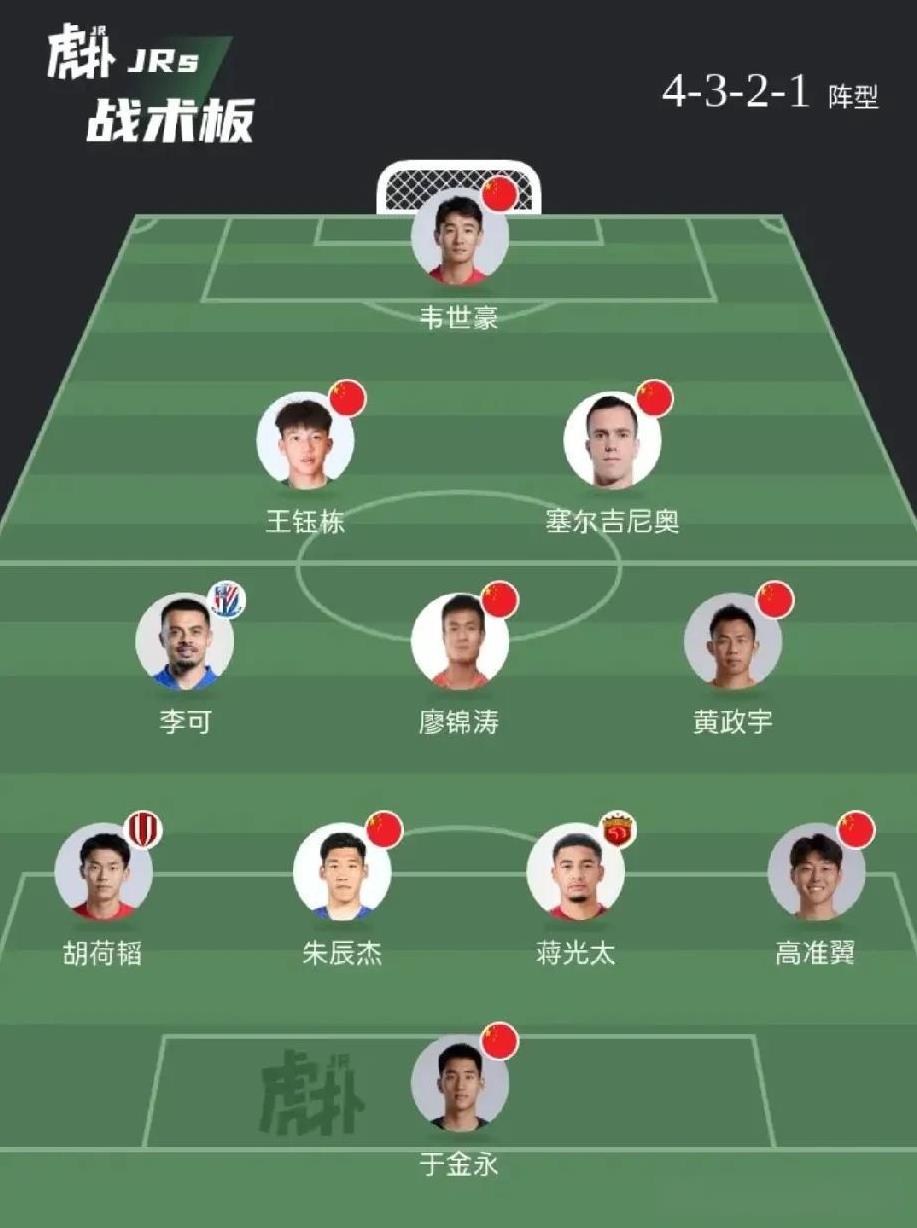 国足为啥不可以试试这2套阵容呢？撤下张玉宁让韦世豪顶在最前面。中场可以上三个后