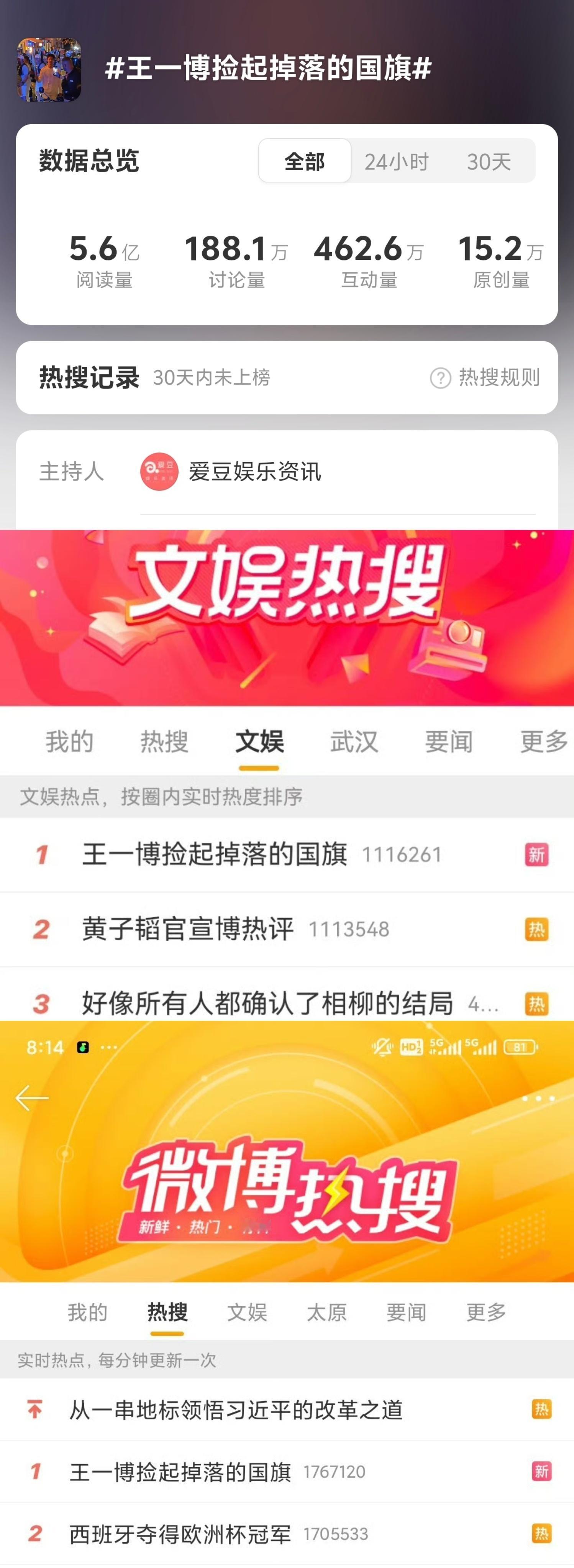 王一博真的是太牛了！还记得当年奥运会“捡🇨🇳”那个瞬间，单条话题阅读量直接冲