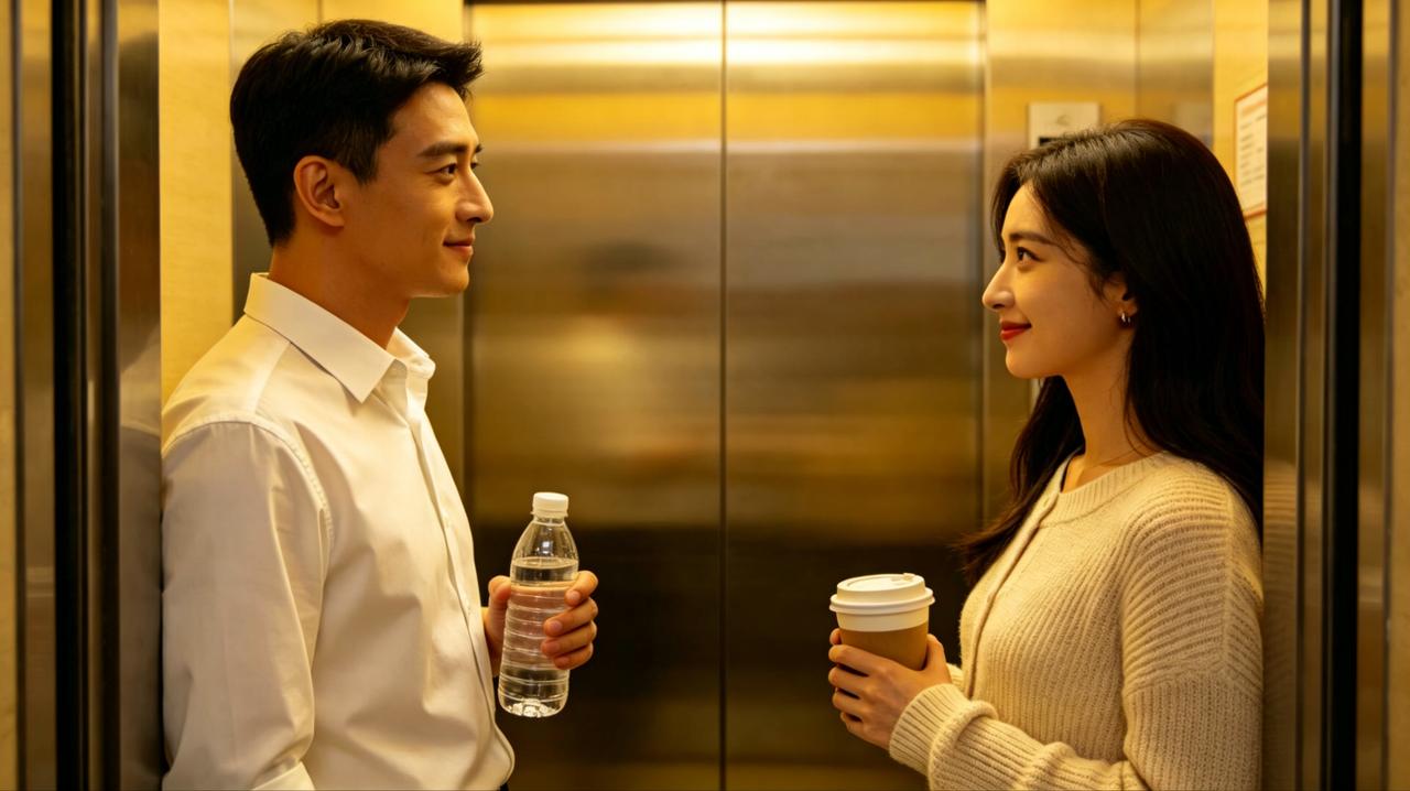 林深和宋晚住在同一栋公寓楼，他在12楼，她在13楼。他们常常在电梯里遇见。她总