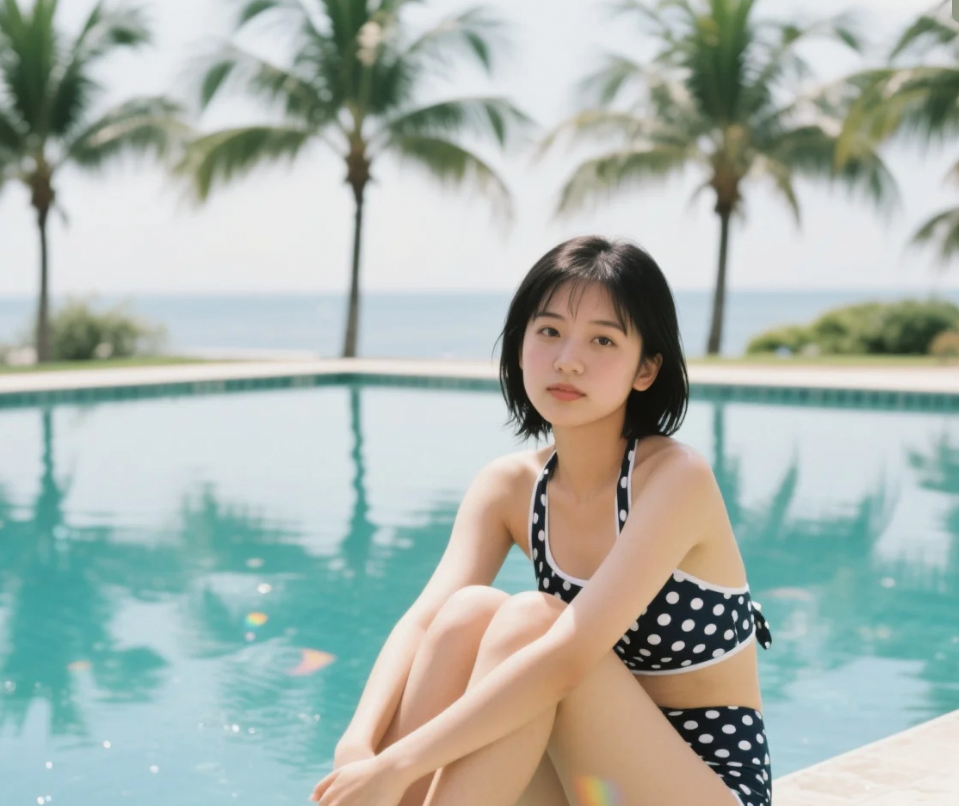 清凉与诱惑！泳装少女与水光的肌肤之亲