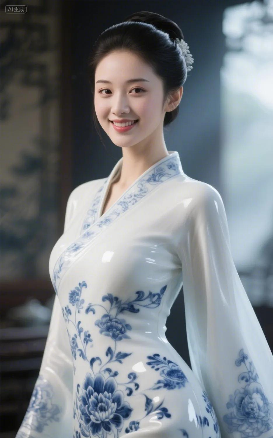 #谁是你心中的国风美人#青花国风美女