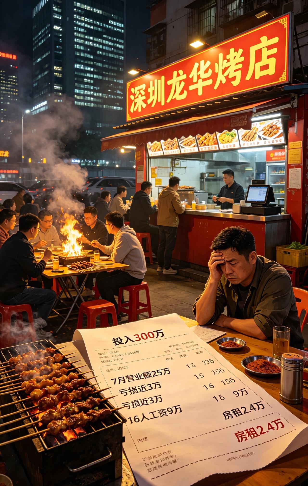一深圳大厂出来的码农，投300万在龙华开了家烧烤店，7月份营业额25万