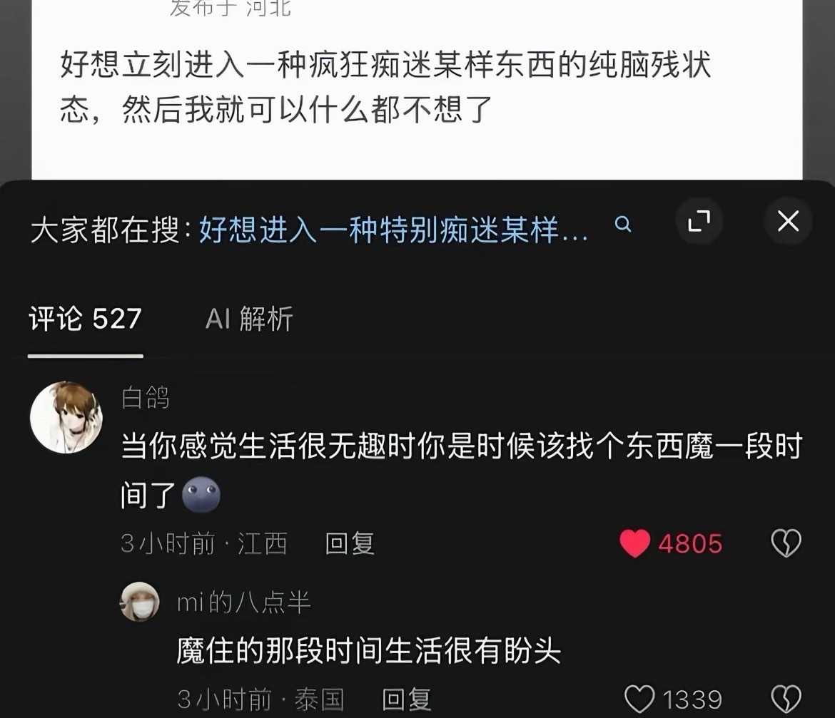 每年我都会让自己沦陷一样东西这样就会产生特别大的动力然后我就会利用这个动力去干之